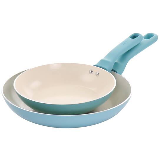 Spice by Tia Mowry Savory Saffron 2 Piece Ceramic Nonstick Aluminum Frying Pan Set